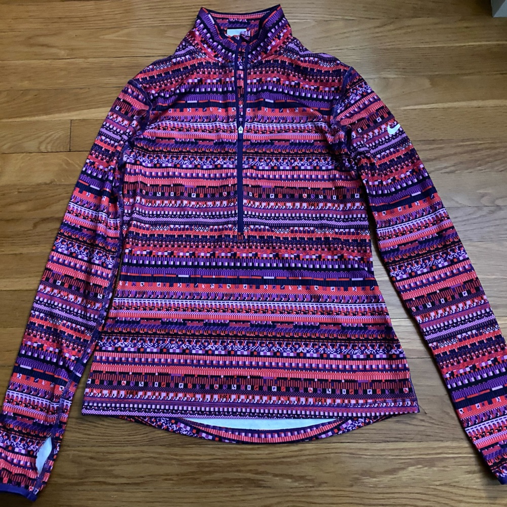 Patterned Nike Pro Dri-Fit Half-Zip, Size Small